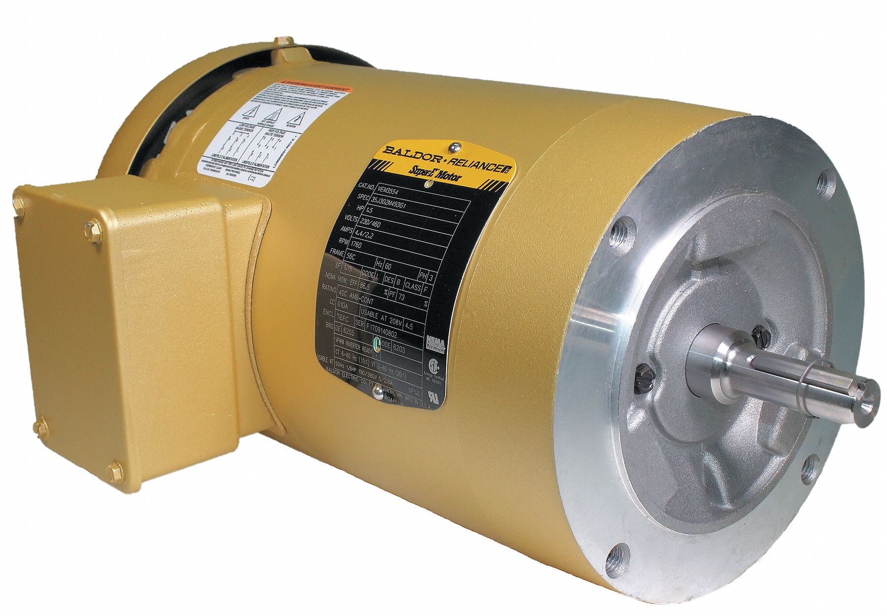 BALDOR ELECTRIC 11/2 HP General Purpose Motor,3Phase,1760 Nameplate