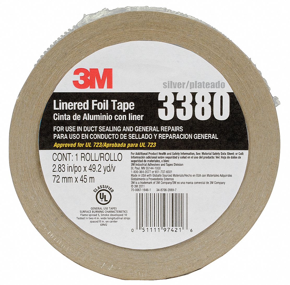 Foil Tape with Liner,2-53/64inx49yd,Slvr