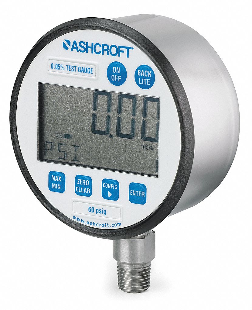 ASHCROFT 0 to 1000 psi Digital Pressure Gauge, 3 in Dial, 1/4 in MNPT