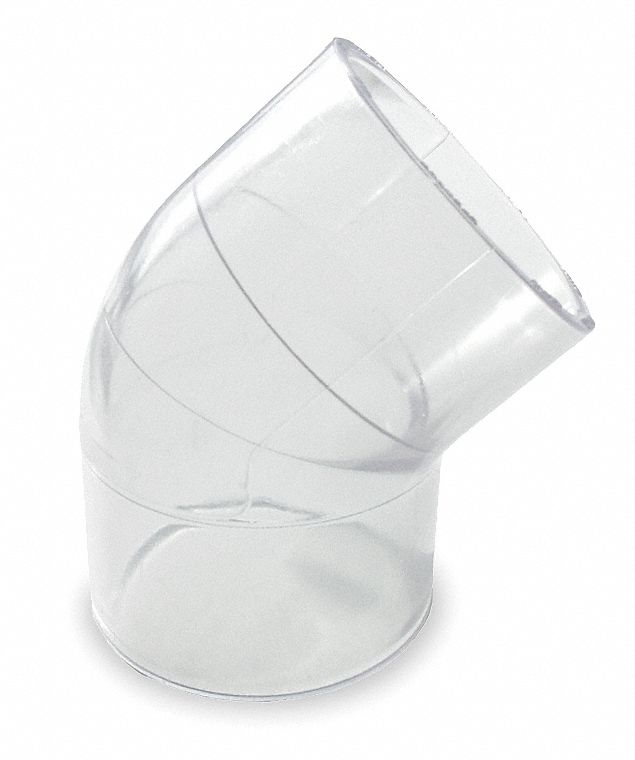 HARVEL CLEAR PVC Elbow, 45°, Solvent x Solvent, 4" Pipe Size Pipe
