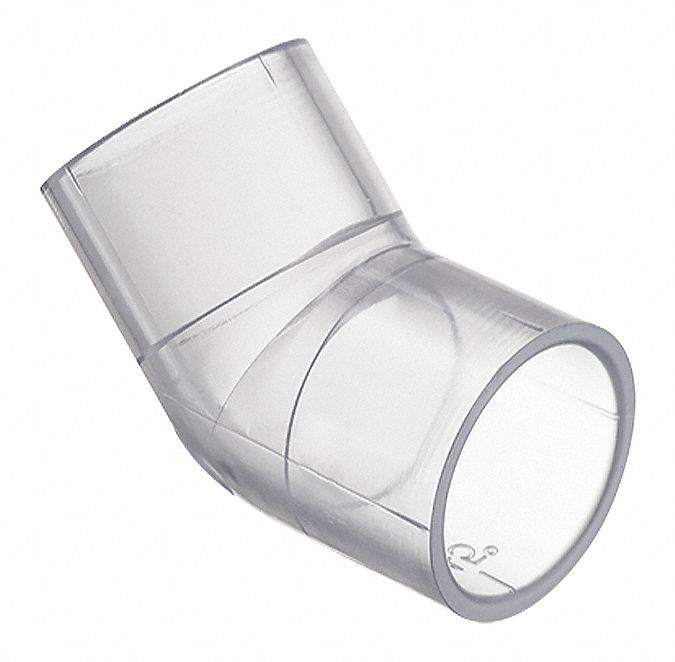 HARVEL CLEAR PVC Elbow, 45°, Solvent x Solvent, 3" Pipe Size Pipe
