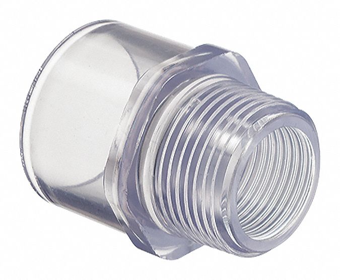 HARVEL CLEAR PVC Male Adapter, MNPT x Solvent, 1 in Pipe Size Pipe
