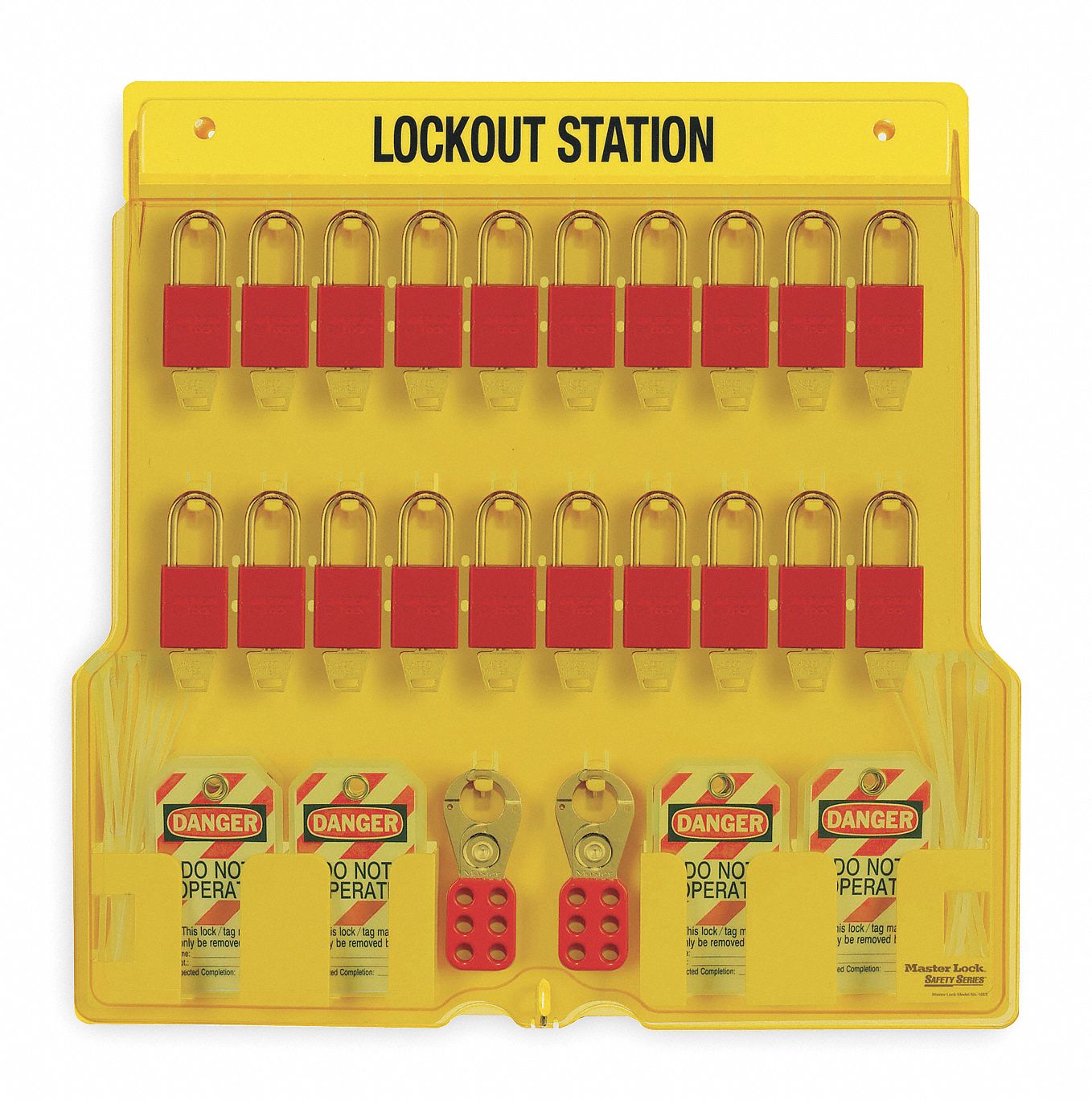 MASTER LOCK Lockout Station, Filled, General Lockout/Tagout, 22" x 22
