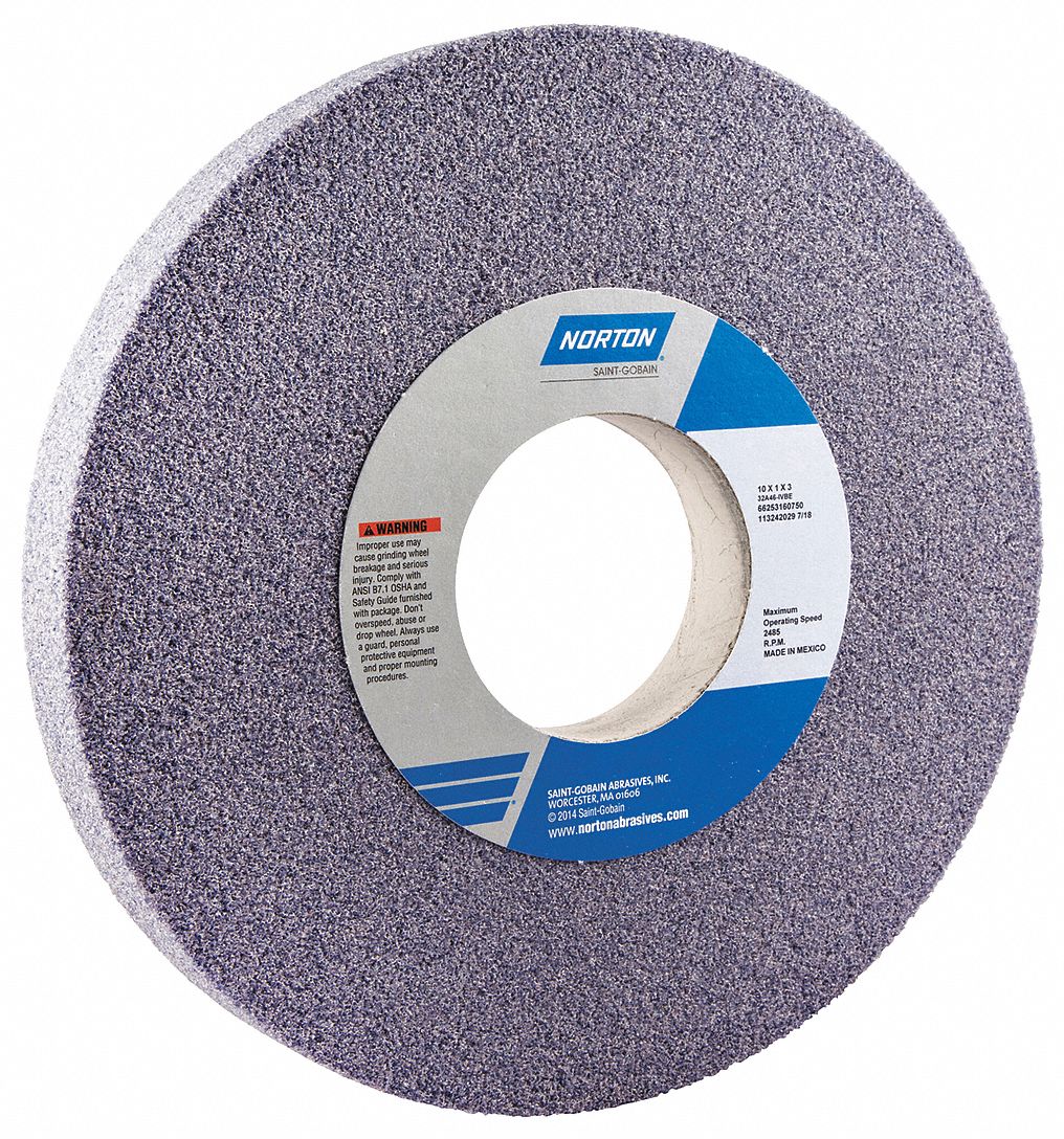 NORTON Type 1 Aluminum Oxide Straight Grinding Wheel 10 In 3 In Arbor