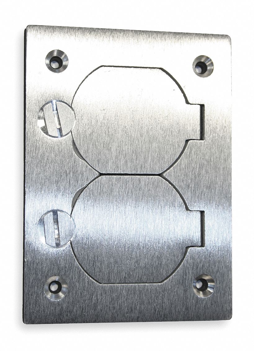 HUBBELL WIRING DEVICE-KELLEMS Floor Box Cover, Aluminum, Shape