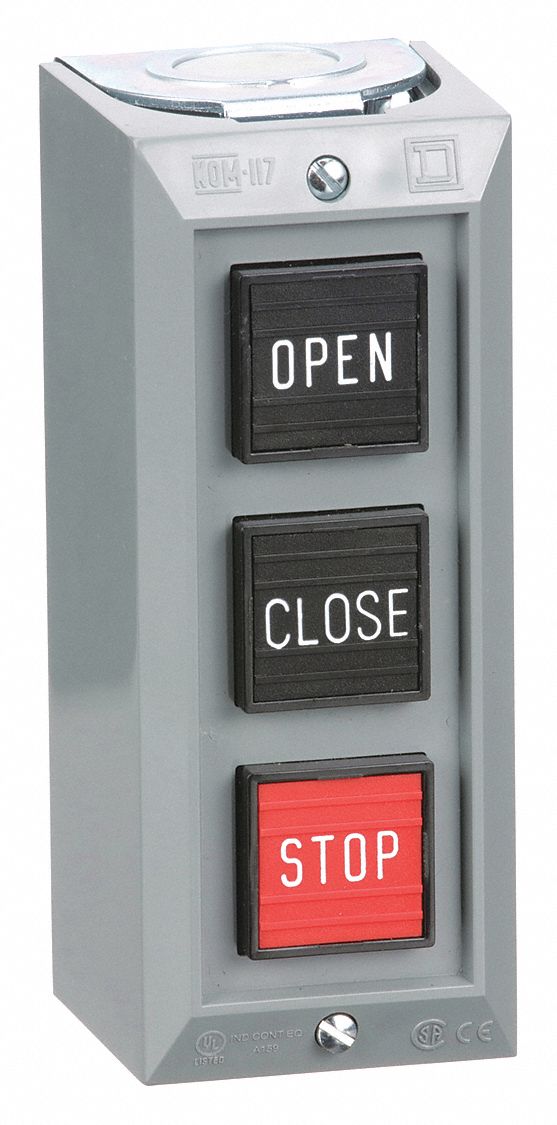 SQUARE D Push Button Control Station, 2NO/3NC, Open/Close/Stop, Push