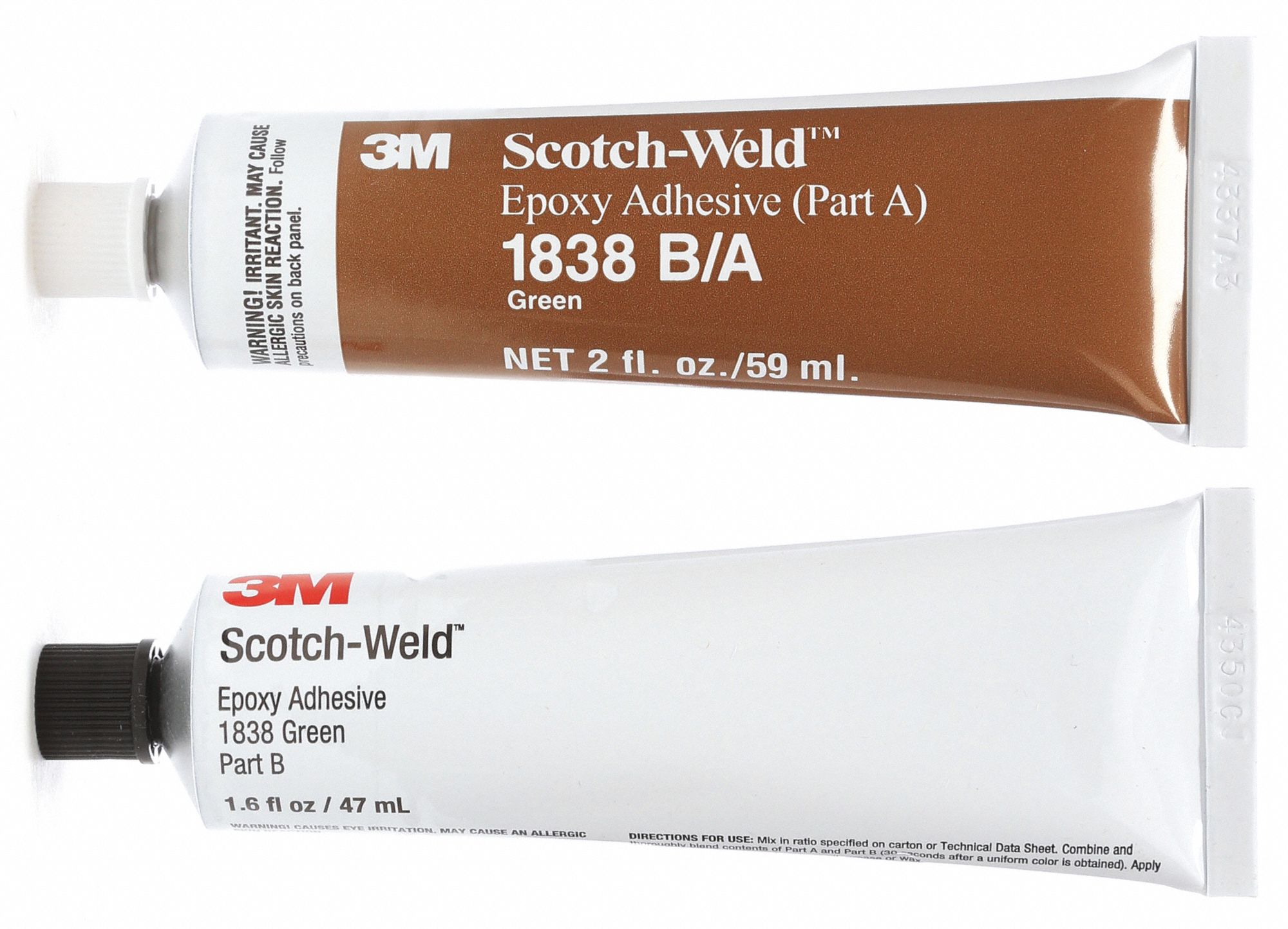 3M Series 1838, Epoxy Adhesive, Tube, 2.0 oz, Green, 1 hr Work Life, PK