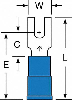 Fork Terminal,Block,#4 Stud,Blue,PK1000