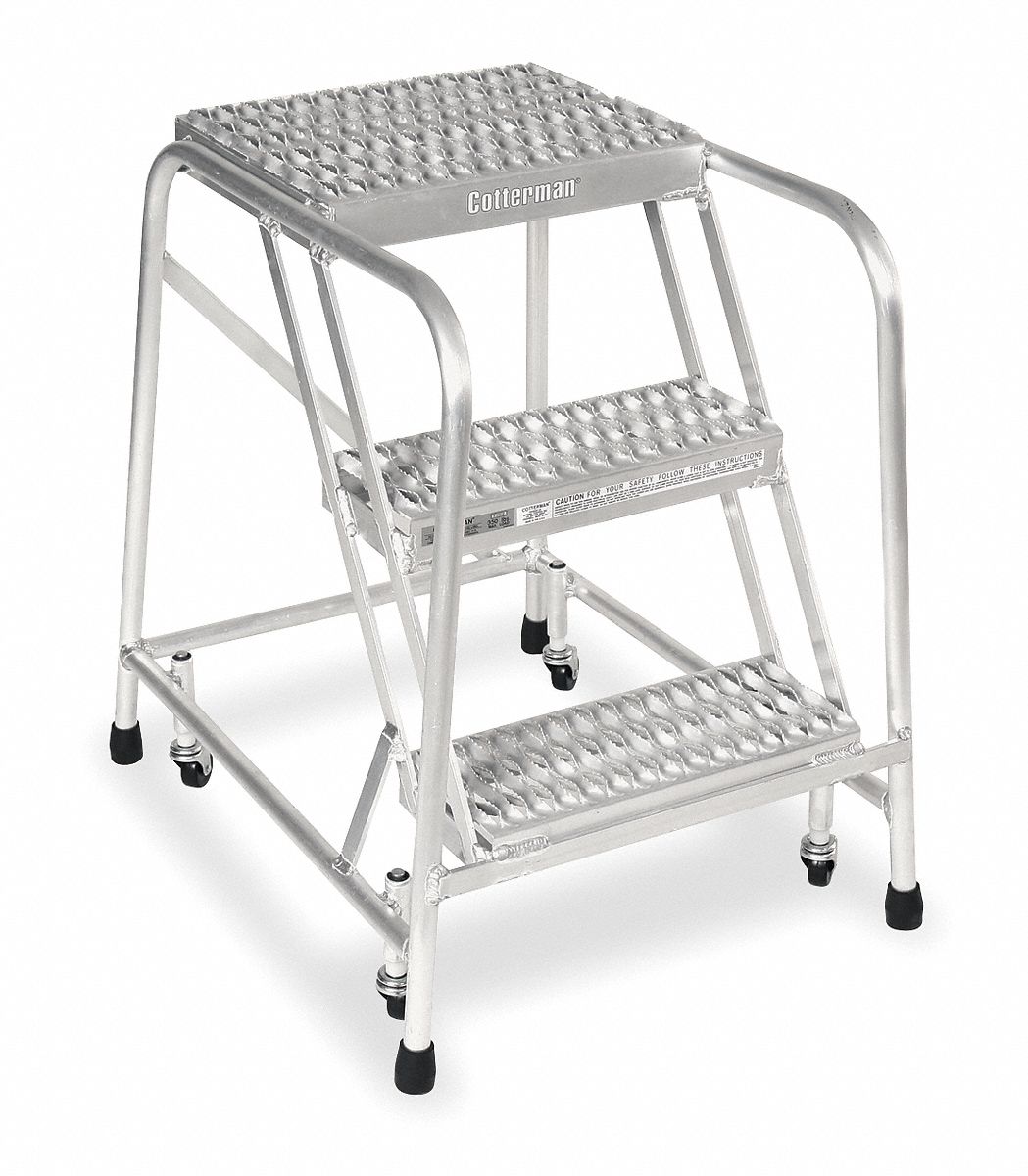 COTTERMAN 4Step Rolling Ladder, Serrated Step Tread, 40 in Overall
