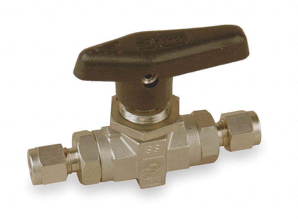 PARKER Ball Valve, 316 Stainless Steel, Inline, 3-Piece, Pipe Size 1/4