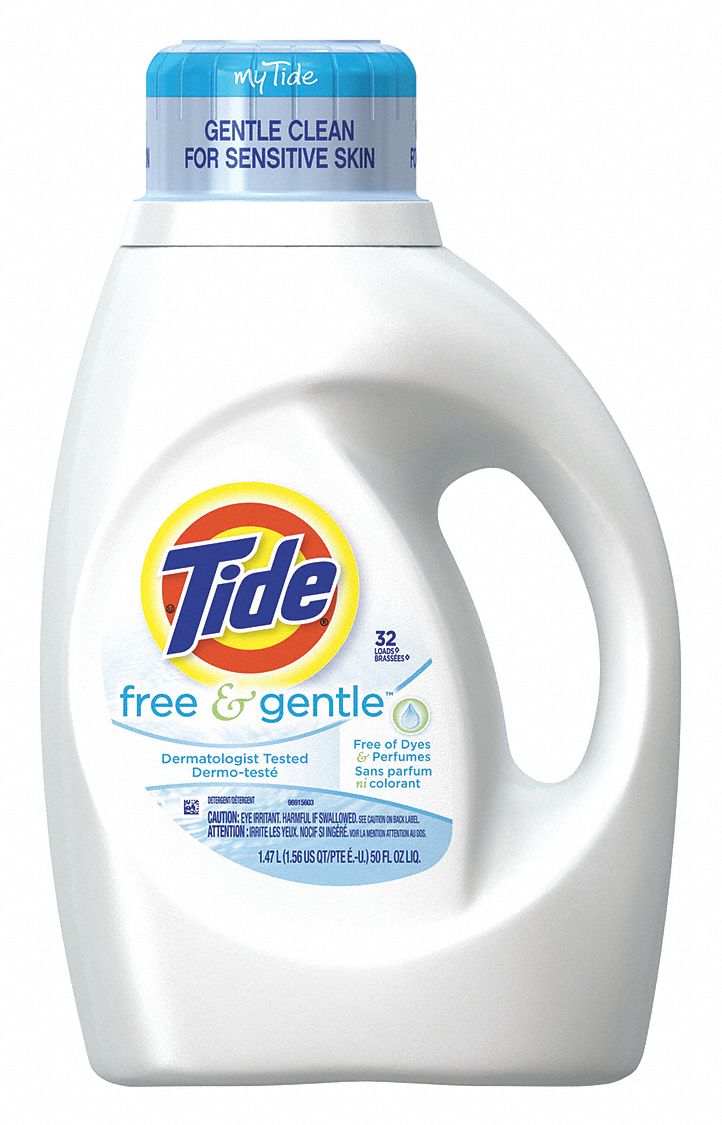 TIDE Laundry Detergent, 50 oz. Jug, Unscented Liquid, 6 PK 2NDR6PGC