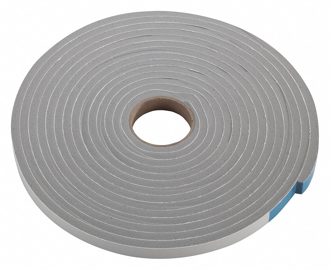 GRAINGER APPROVED PVC Closed Cell Foam, Foam Seal, Gray, 17 ft. Overall