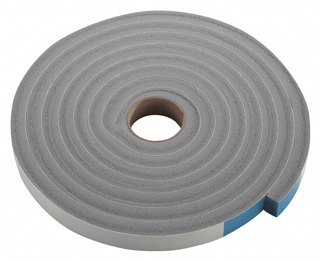 GRAINGER APPROVED PVC Closed Cell Foam, Foam Seal, Gray, 10 ft. Overall