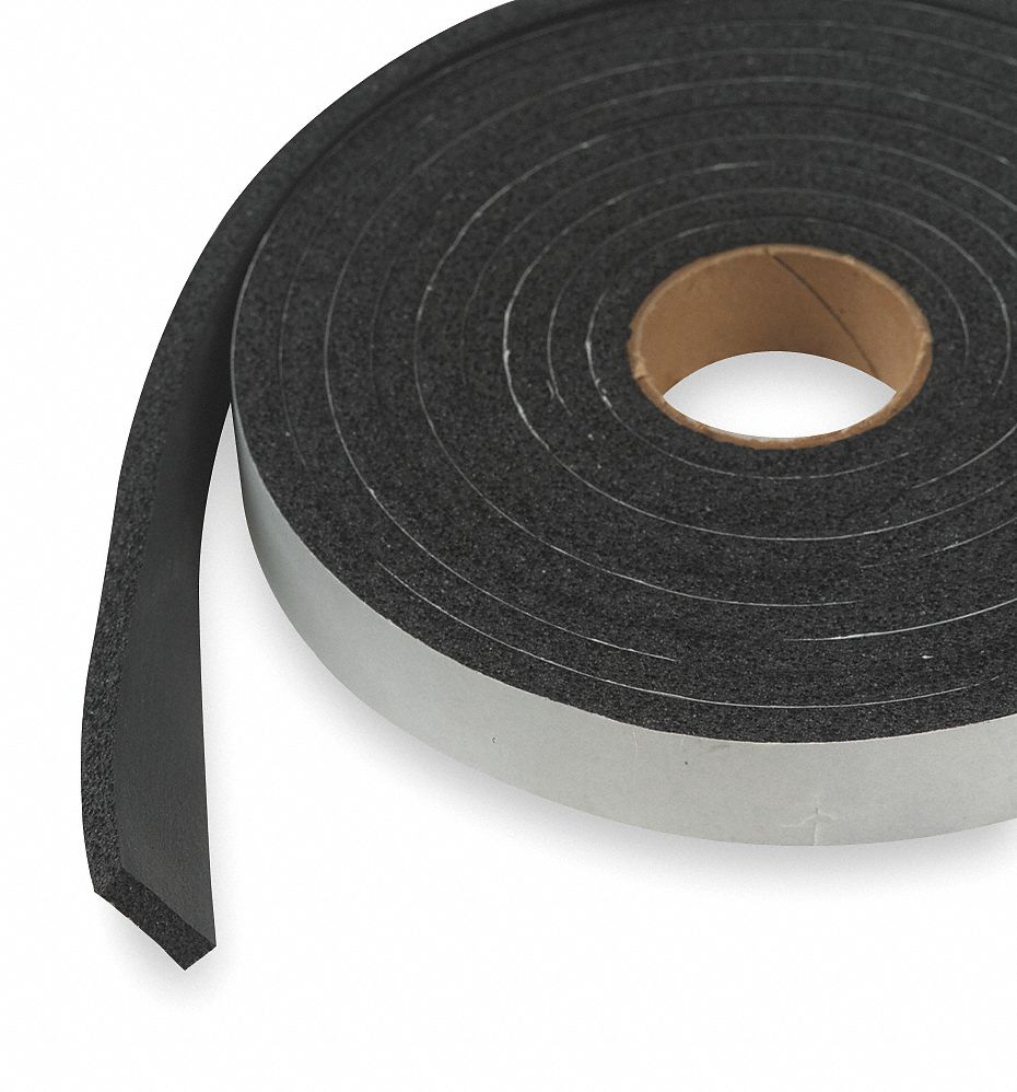 GRAINGER APPROVED Nitrile Sponge Rubber, Foam Seal, Black, 10 ft