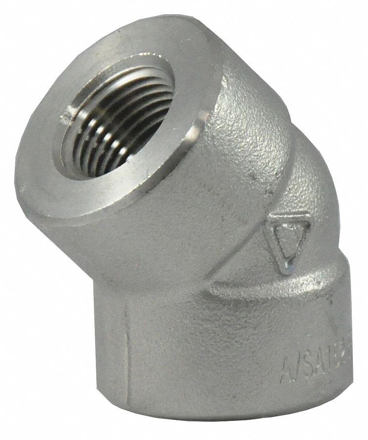 GRAINGER APPROVED 304 Stainless Steel Elbow 45 Degrees FNPT 3 4 In