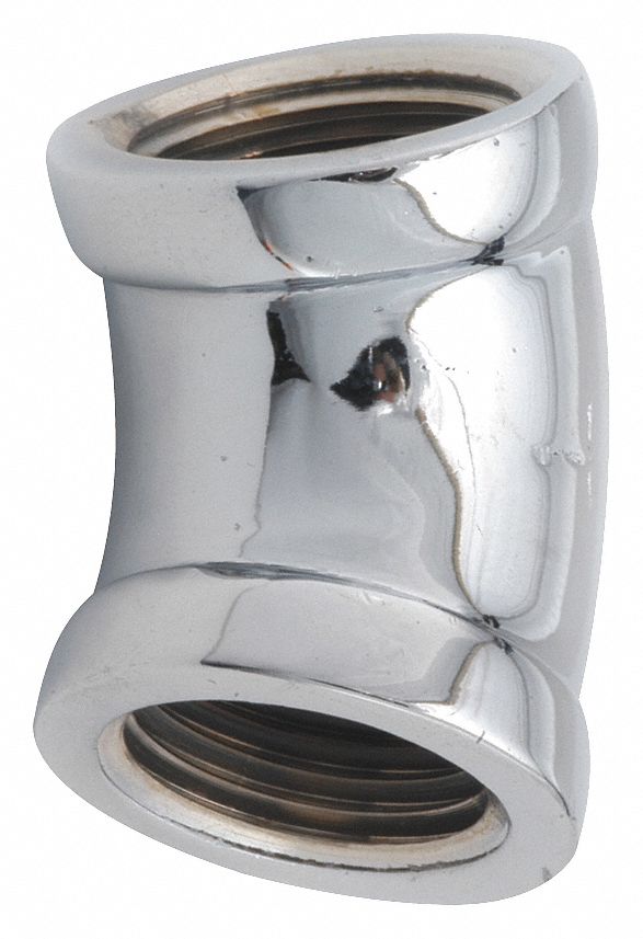 GRAINGER APPROVED Chrome Plated Brass Elbow, 45 Degrees, FNPT, 1/2 in