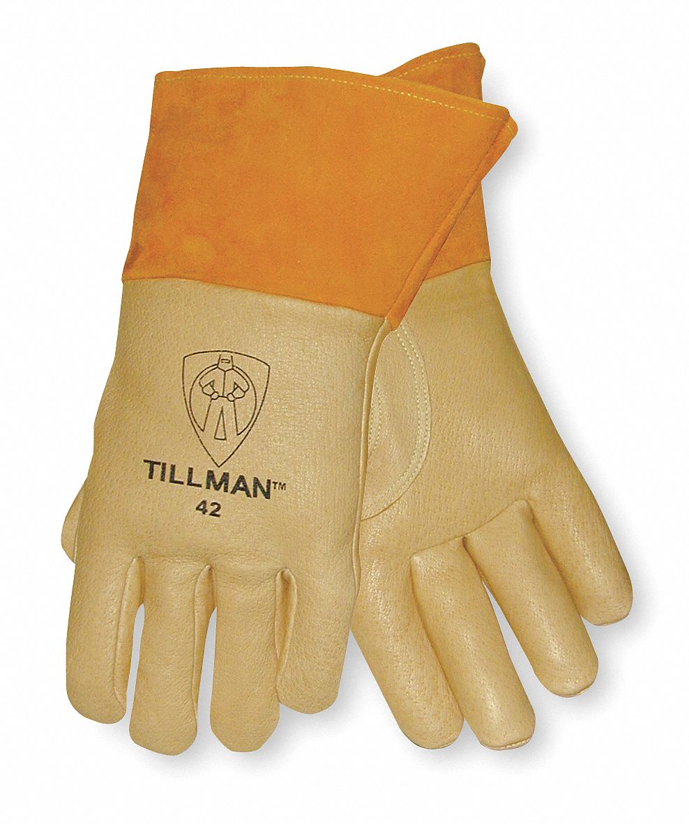 TILLMAN Cowhide Welding Gloves, L, Gauntlet Cuff, 131/4" Glove Length, 1 PR 2UKA942L Grainger