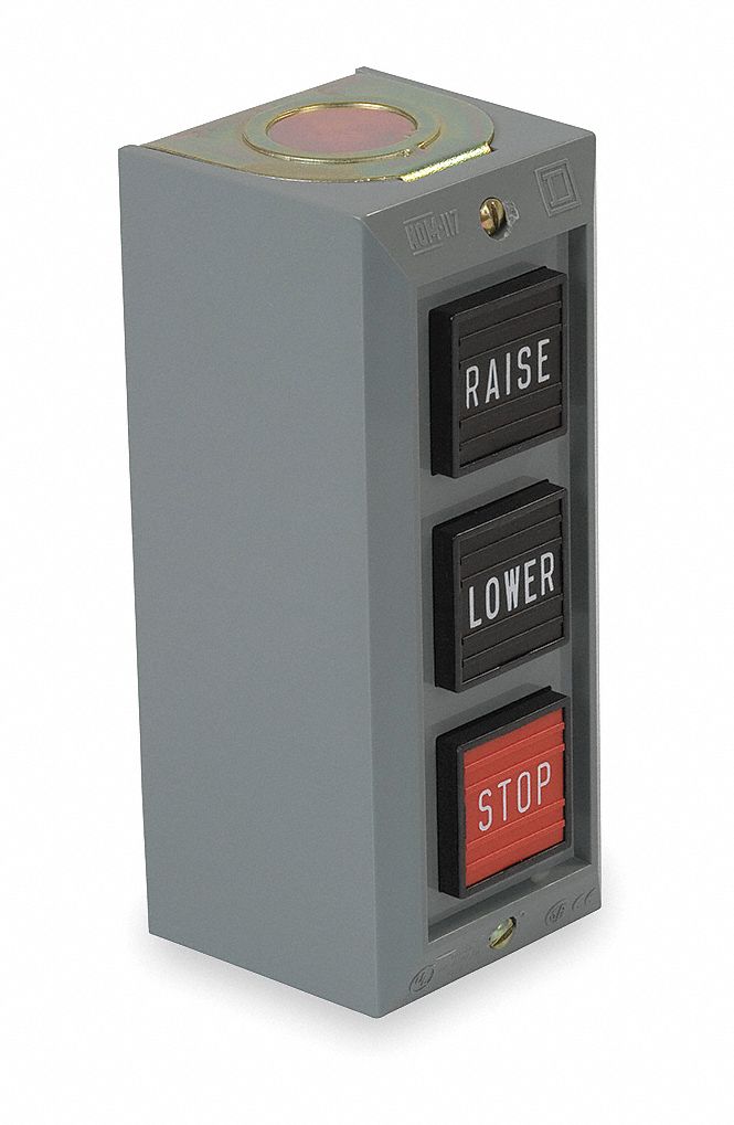 SQUARE D Push Button Control Station, 2NO/3NC, Raise/Lower/Stop, Push