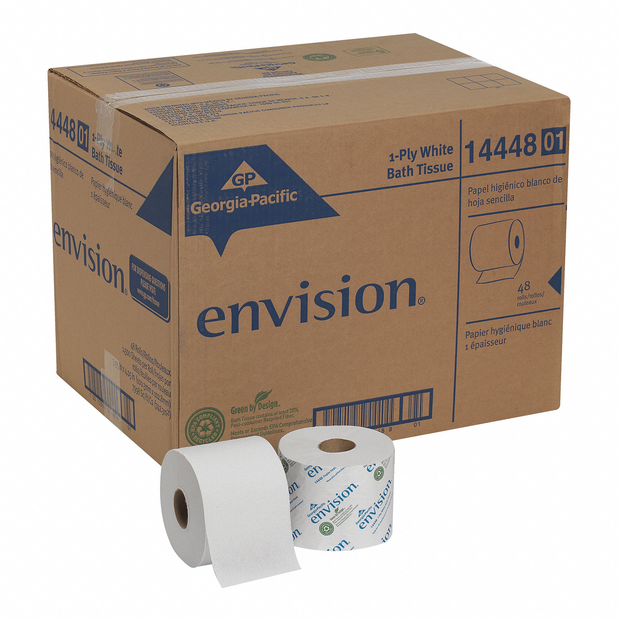 Envision® 1Ply Standard Toilet Paper, 500 ft., 48 PK