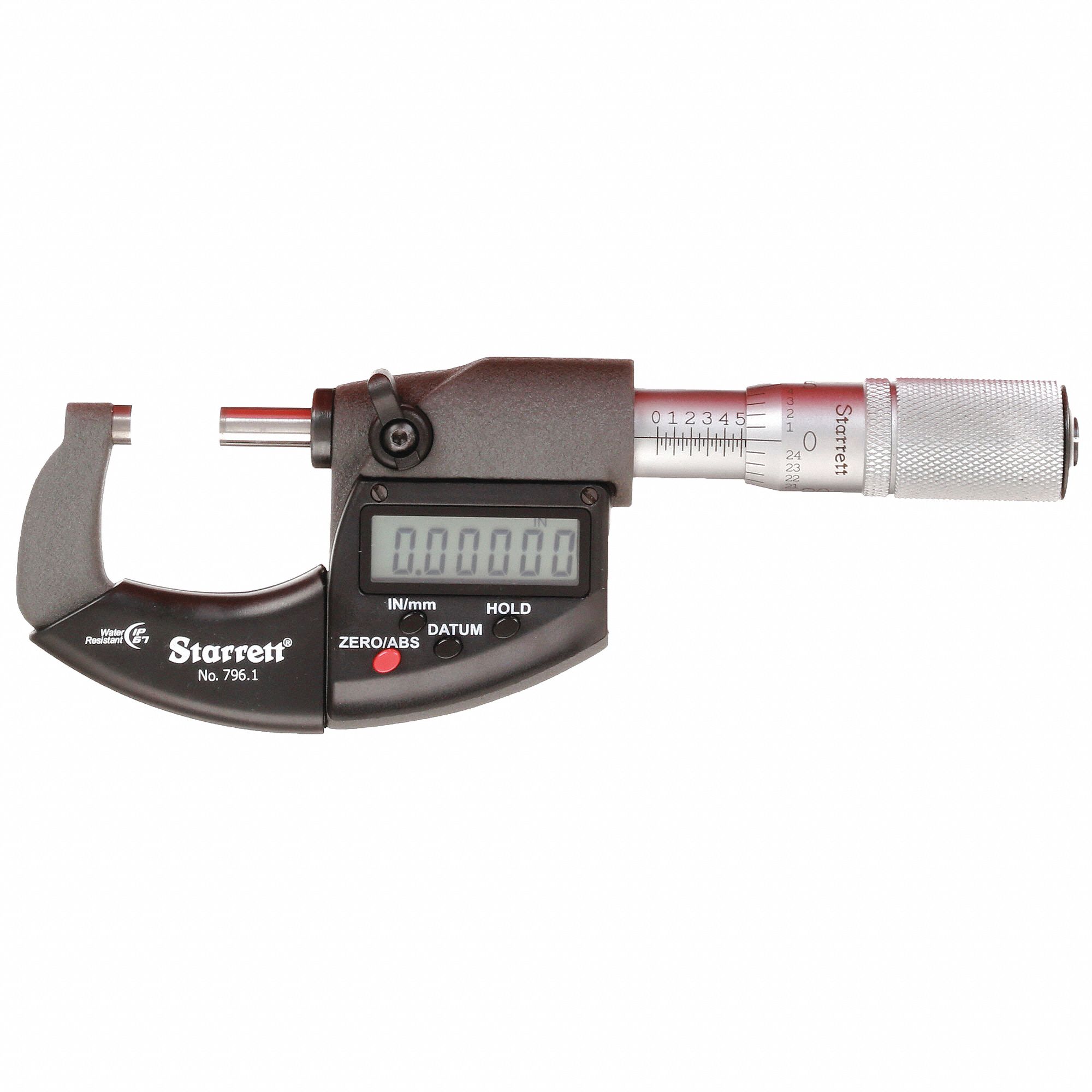 STARRETT Friction Thimble Electronic Outside Micrometer, 0 to 1/0 to 25