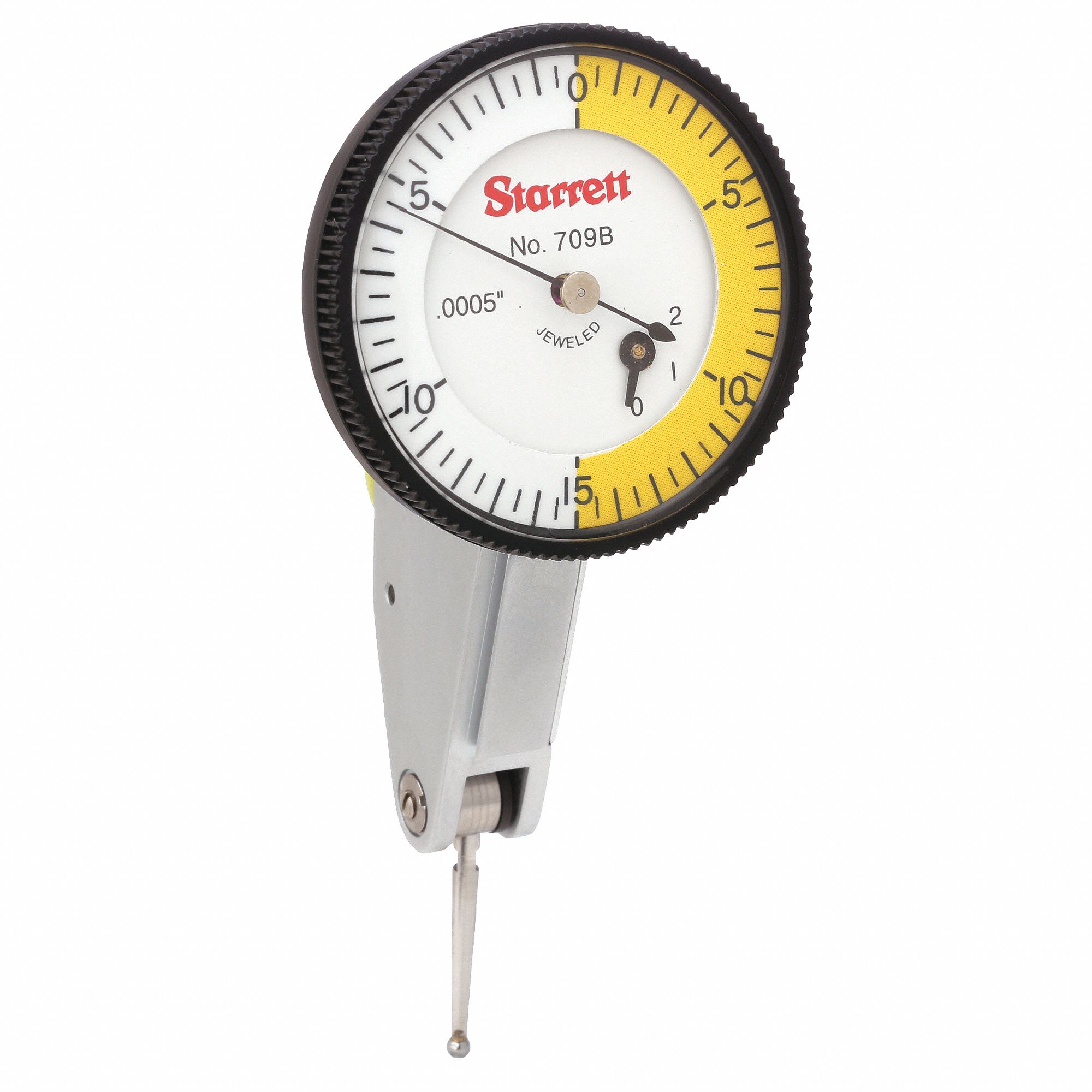 STARRETT Dial Test Indicator, Horizontal Indicator Style, White, 0 to 0