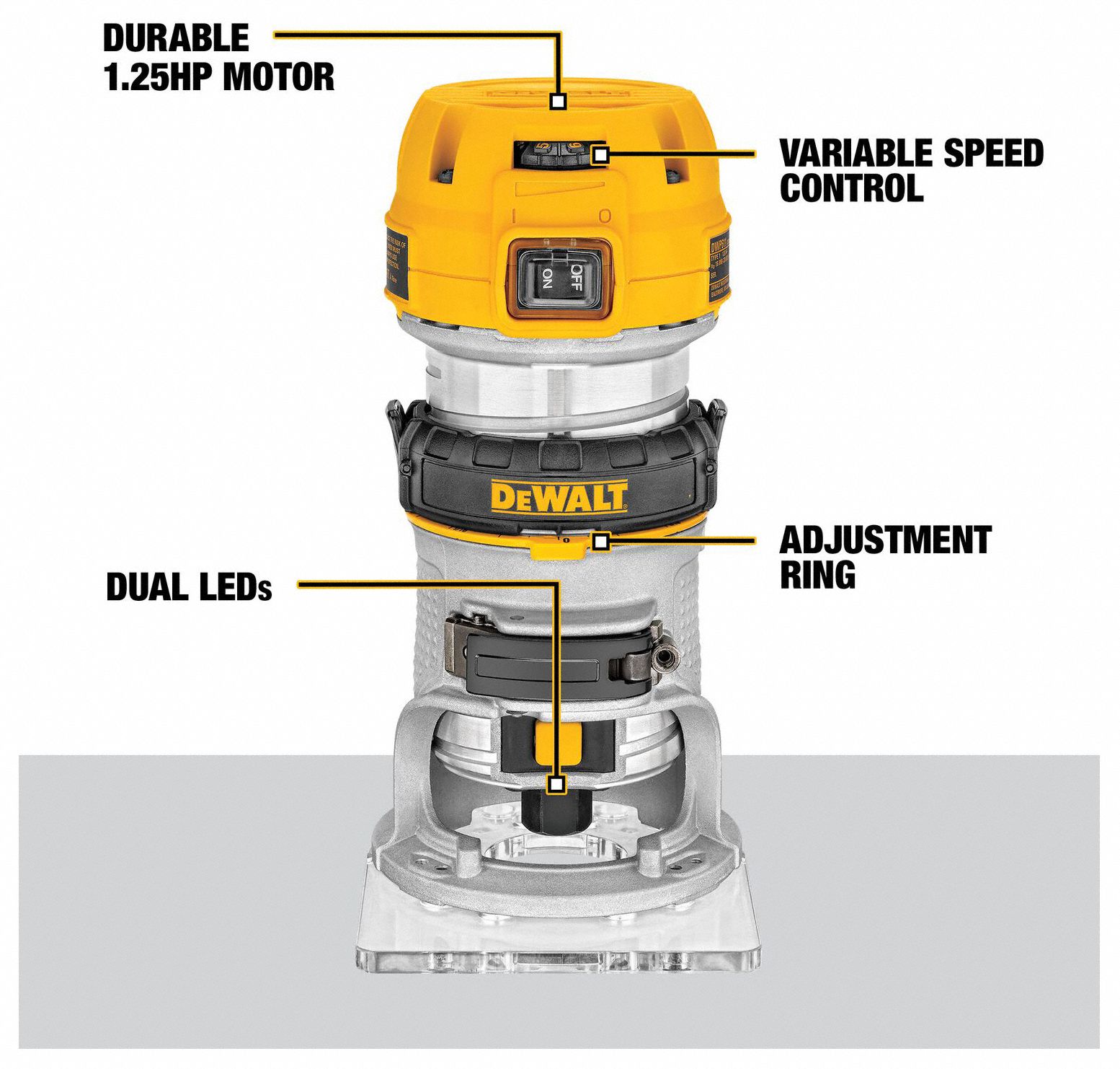 Dewalt Router Compact Fixed Base Hp Variable Speed Rpm