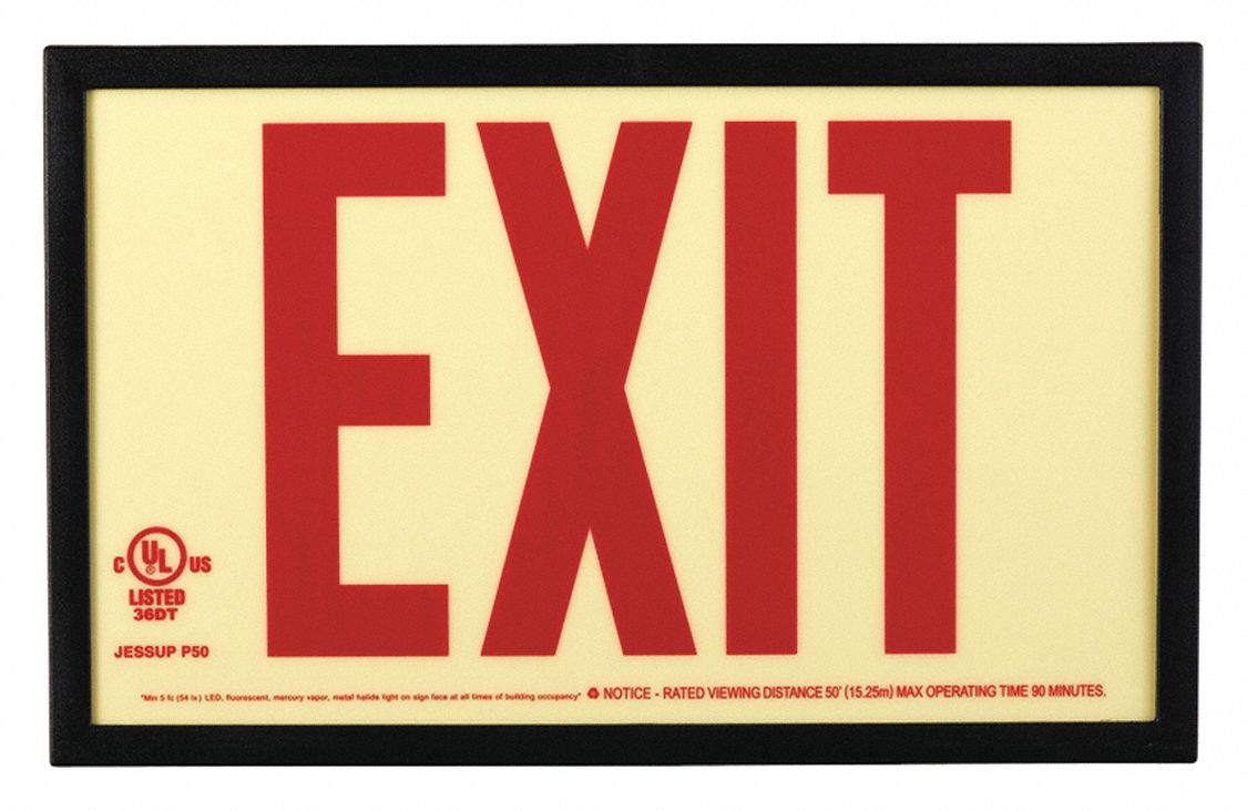 GRAINGER APPROVED Exit Sign, Exit (Double Arrows), Sign Header No