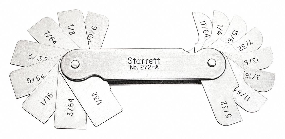 STARRETT Radius Gage Set, ±0.002 Accuracy (In.), 1/32 to 17/64 Range