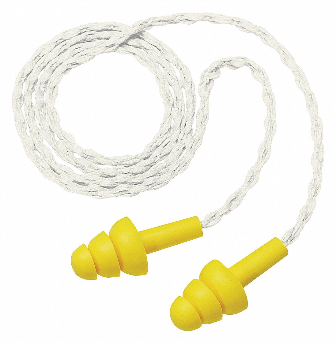 3M Flanged Ear Plugs, 25 dB Noise Reduction Rating NRR, Corded, M, Yellow, PK 100 30FX22340