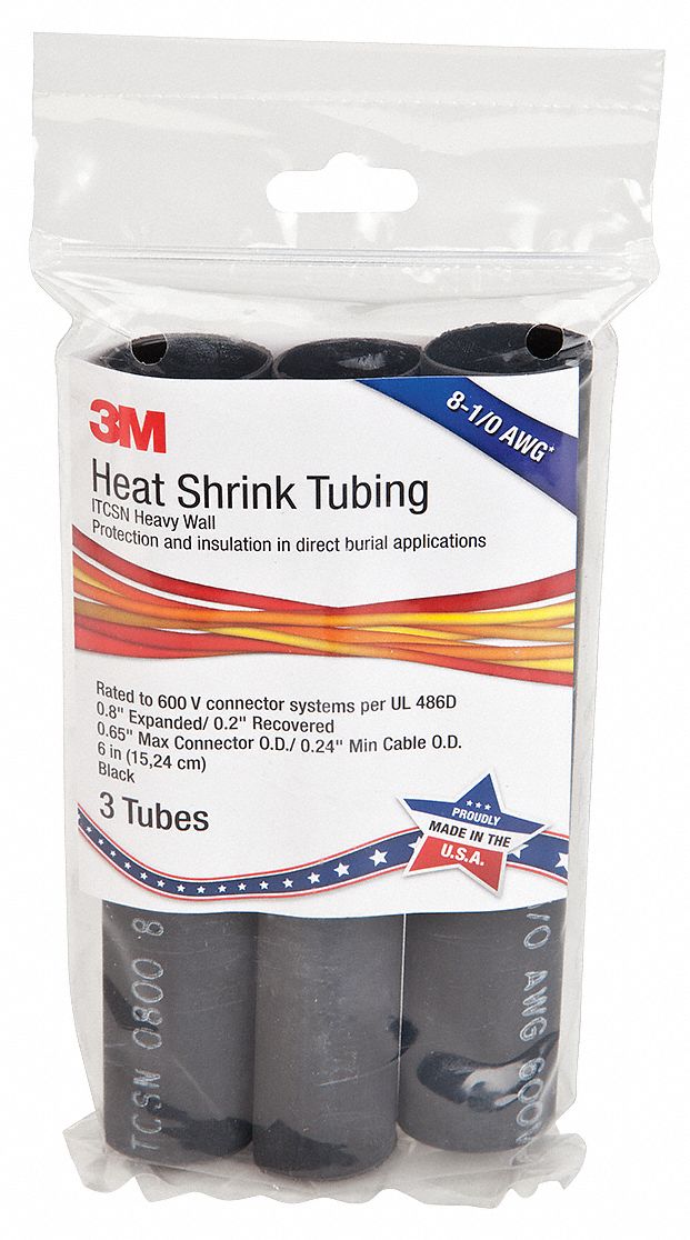 3M 6" Heavy Wall Heat Shrink Tubing CrossLinked Polyolefin, Shrink Ratio 31 30N573ITCSN