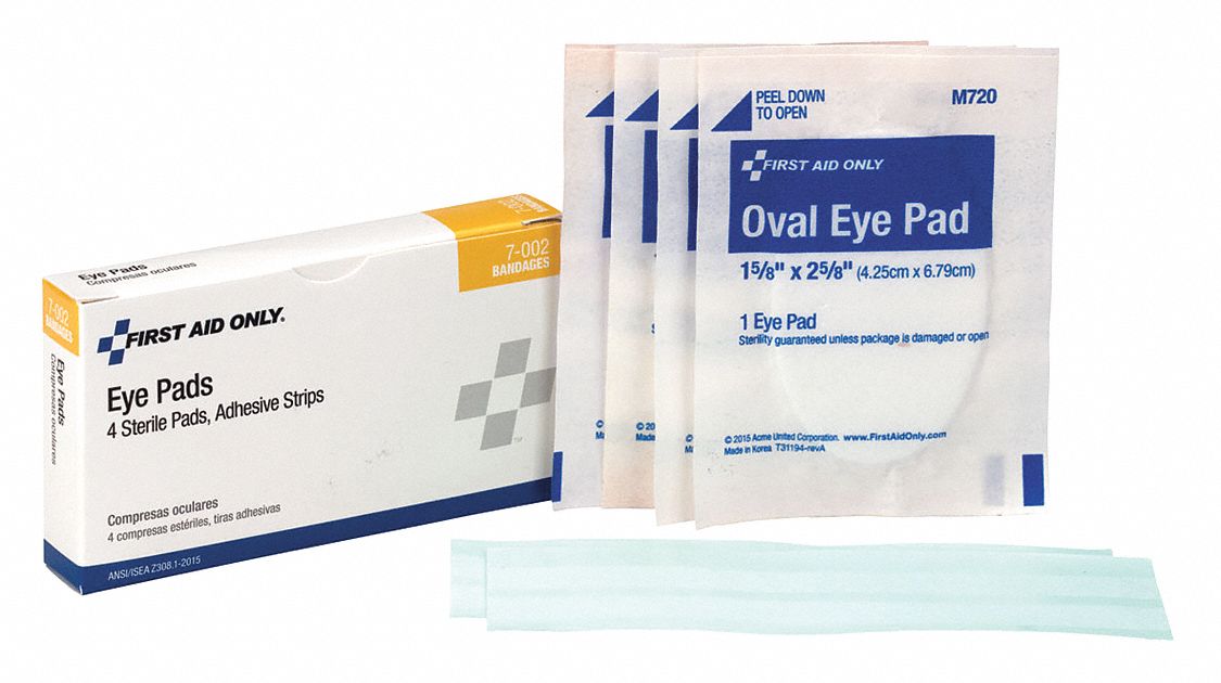 FIRST AID ONLY Eye Pads, Box, Sterile, Cotton, Includes (4) Eye Pads
