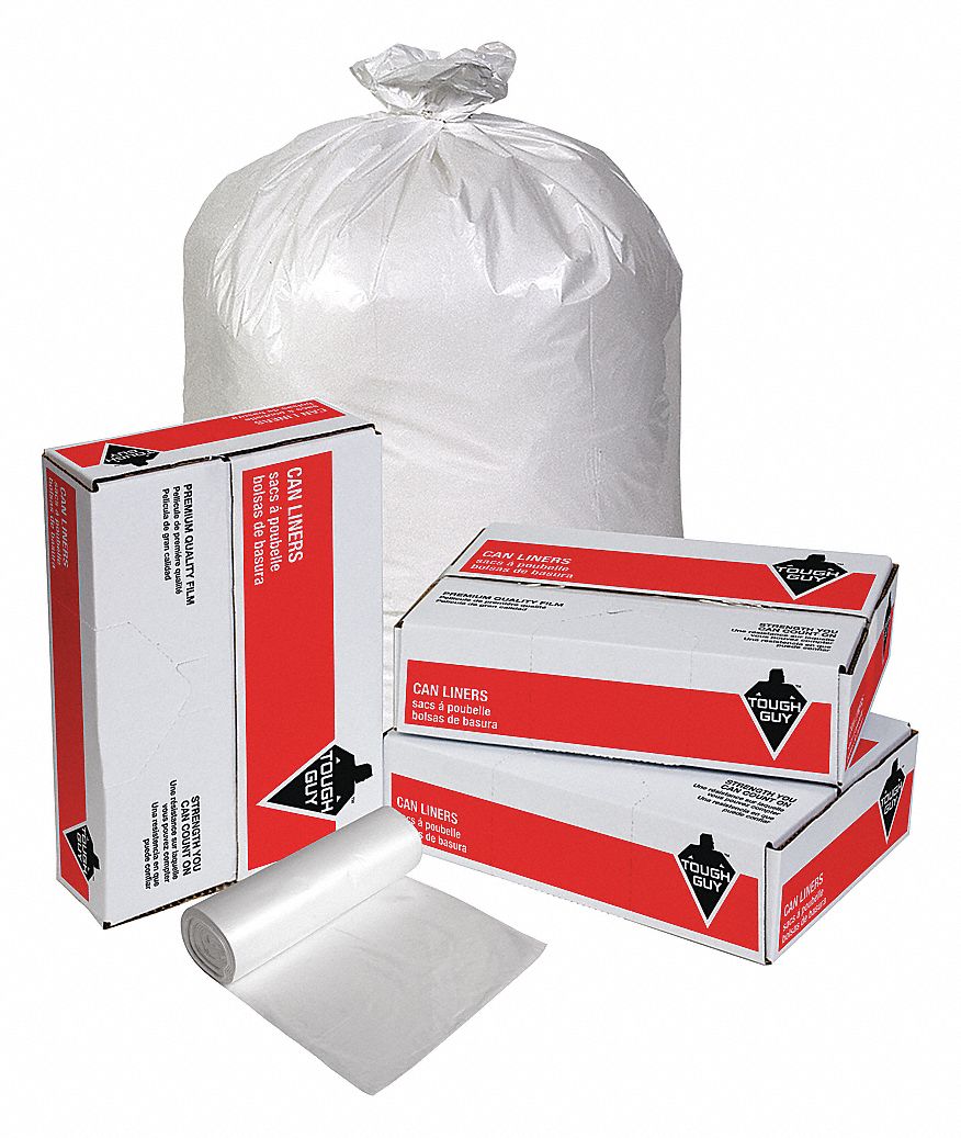 TOUGH GUY 32 gal., Trash Bag, Linear Low Density Polyethylene (LLDPE