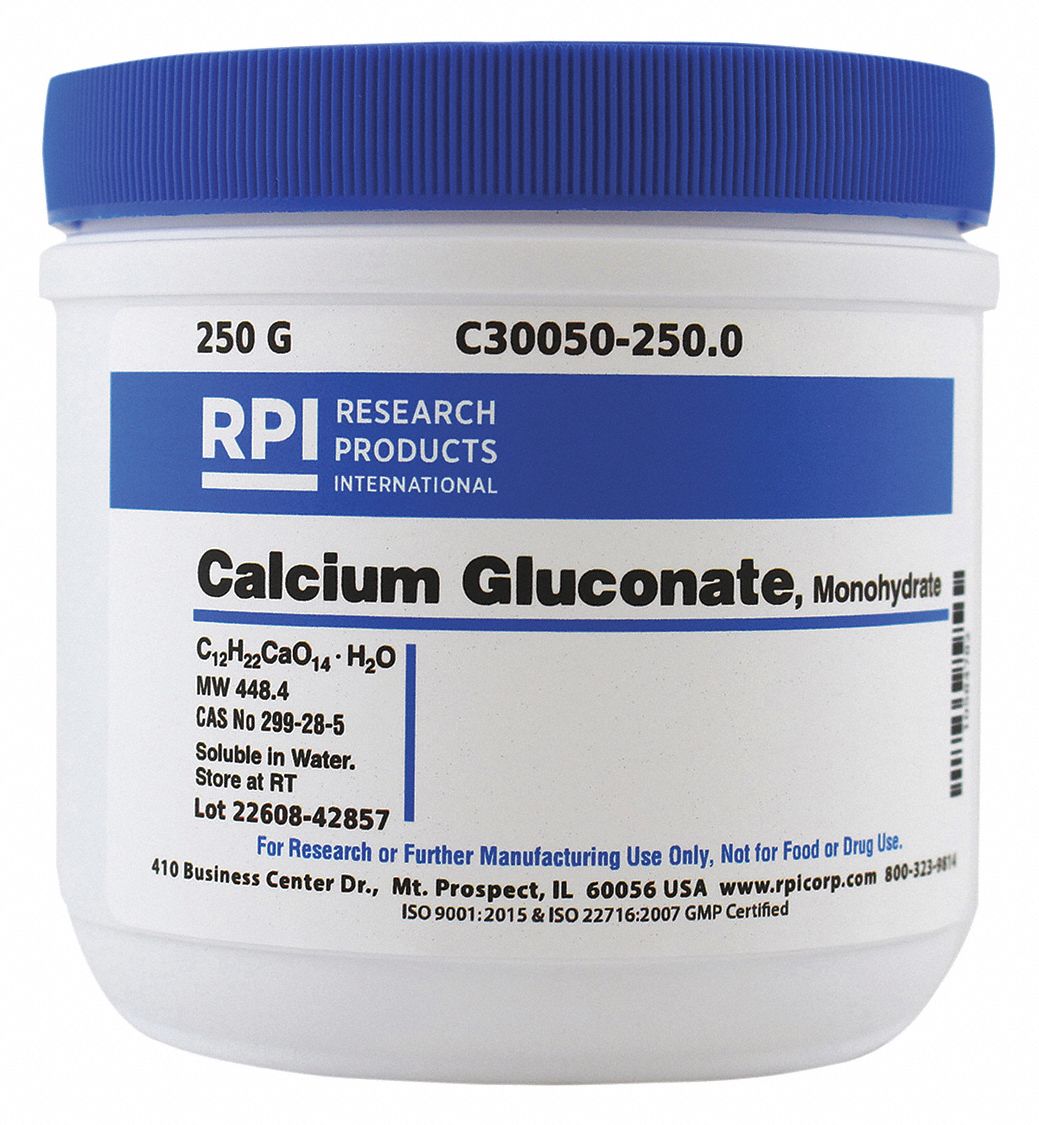 RPI Calcium Gluconate, Monohydrate, 250g Powder 31FX27C30050250.0