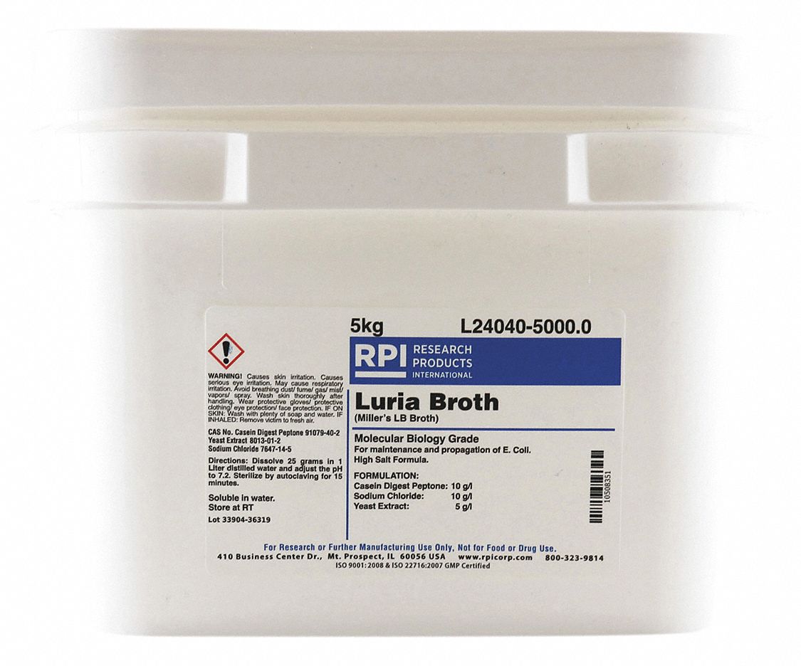 RPI L24040-2000.0 Luria Broth, High Salt Formula, Powder