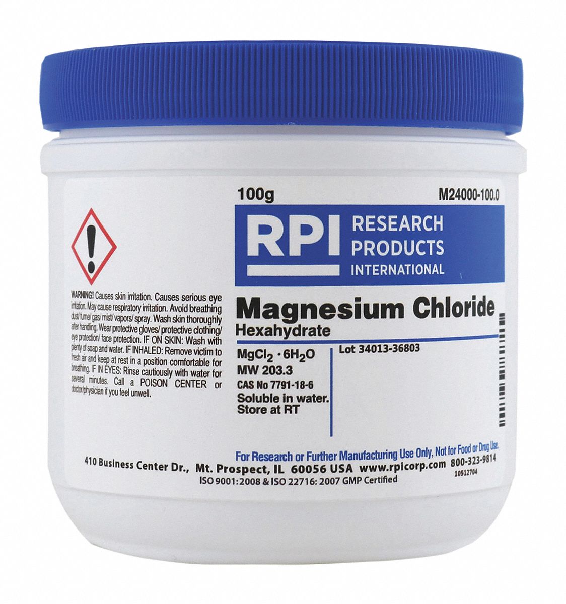 RPI Magnesium Chloride Hexahydrate,1kg 31GA08M240001000.0 Grainger