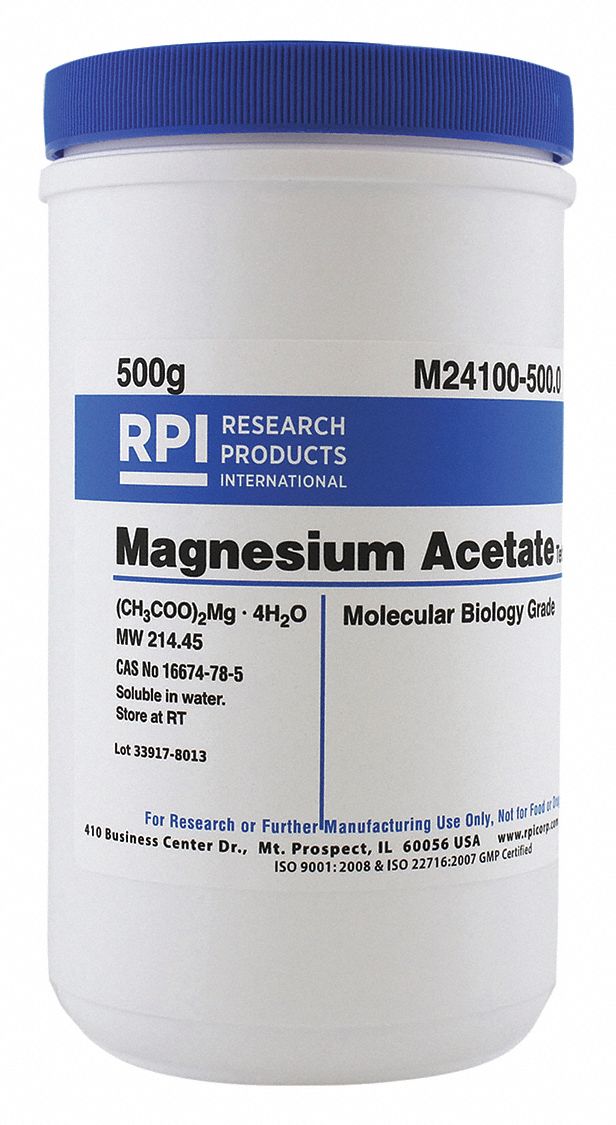 RPI Magnesium Acetate Tetrahydrate, Powder, 500g, 1 EA 31GA10M24100