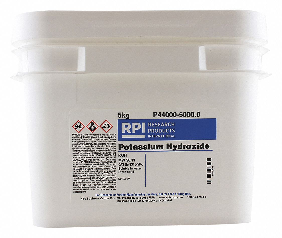 RPI Potassium Hydroxide, Powder, 5 kg, 1 EA 31GD04P440005000.0
