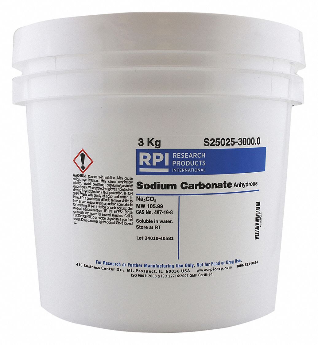 RPI Sodium Carbonate Anhydrous, Powder, 3kg, 1 EA 31GD88S250253000.