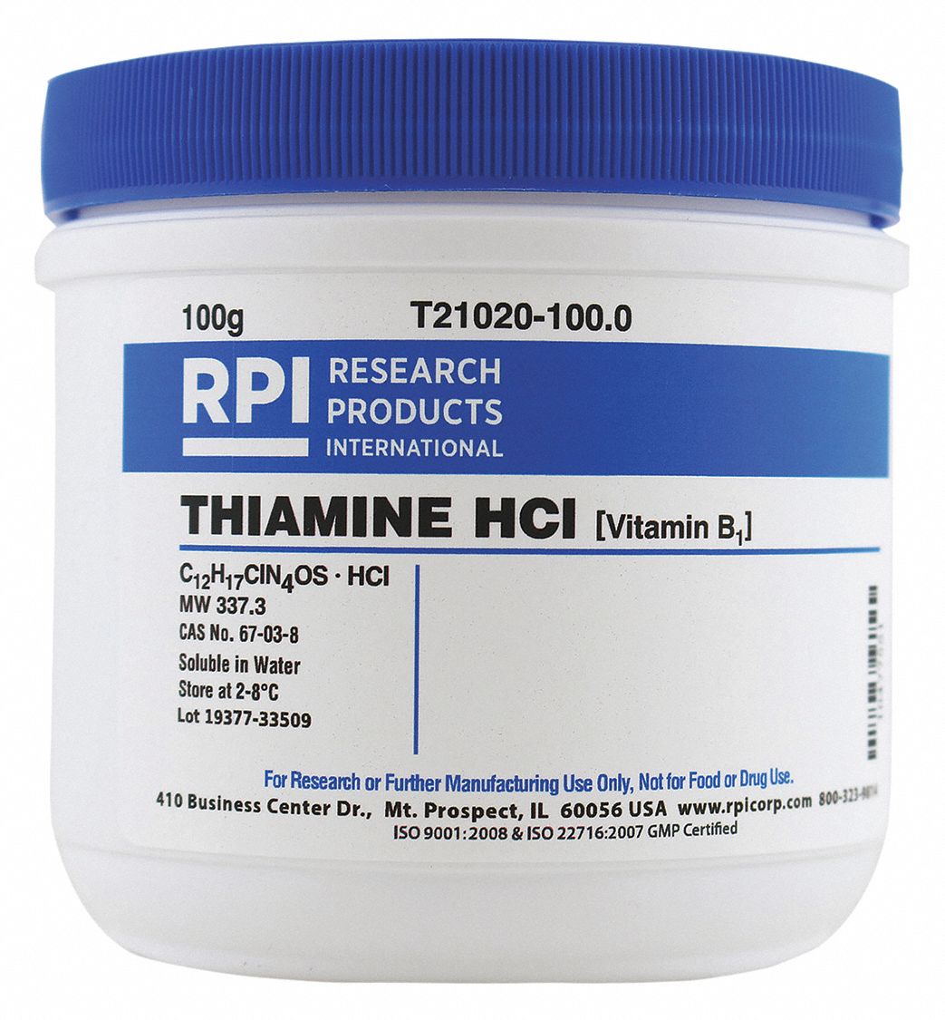 RPI Thiamine HCl (Vitamin B1), Powder, 100g, 1 EA - 31GE09|T21020-100.0 ...