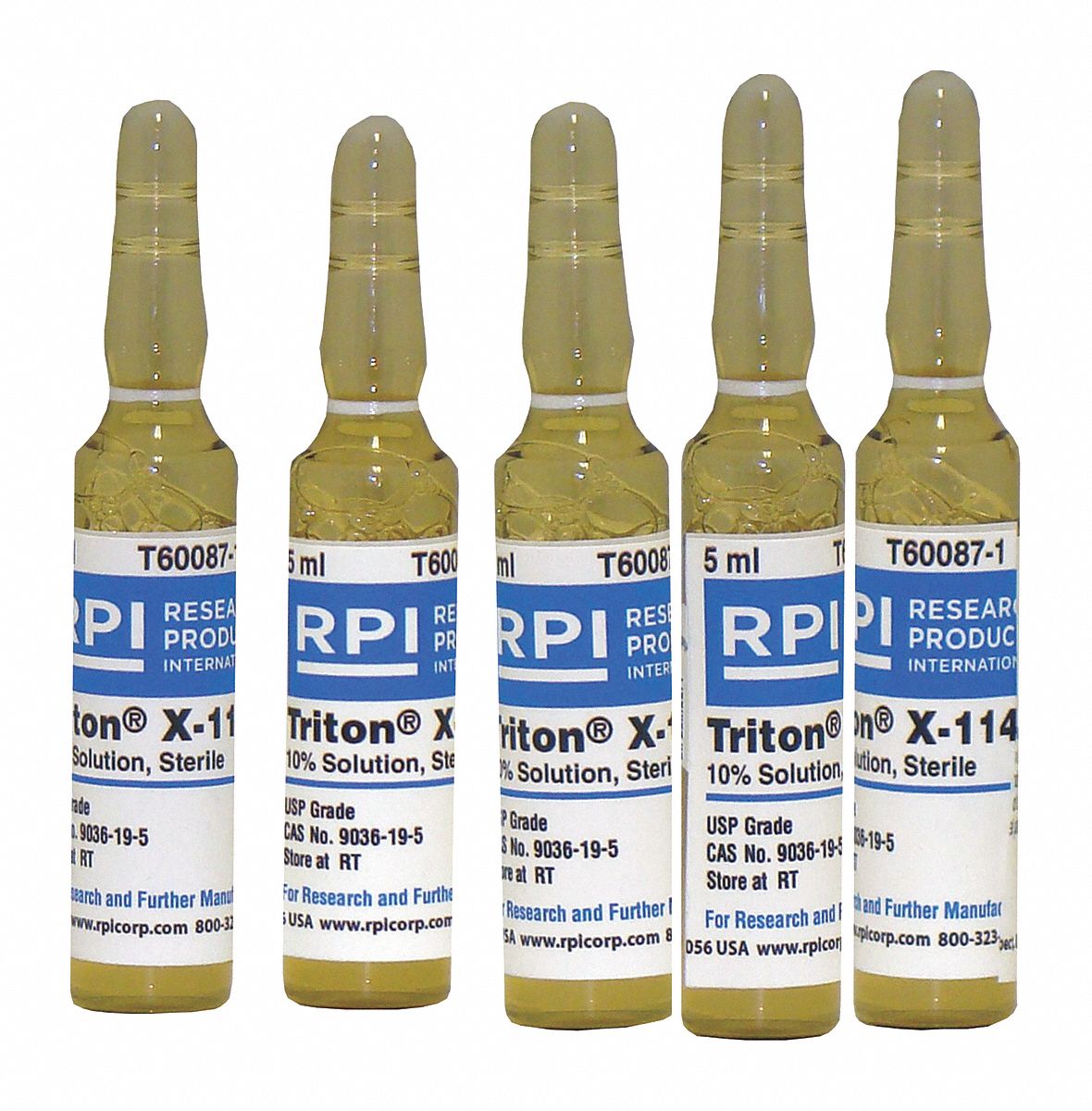RPI Triton X100, 10 Pct Solution, 5 Ampoules/pk. Ampule 31GE43