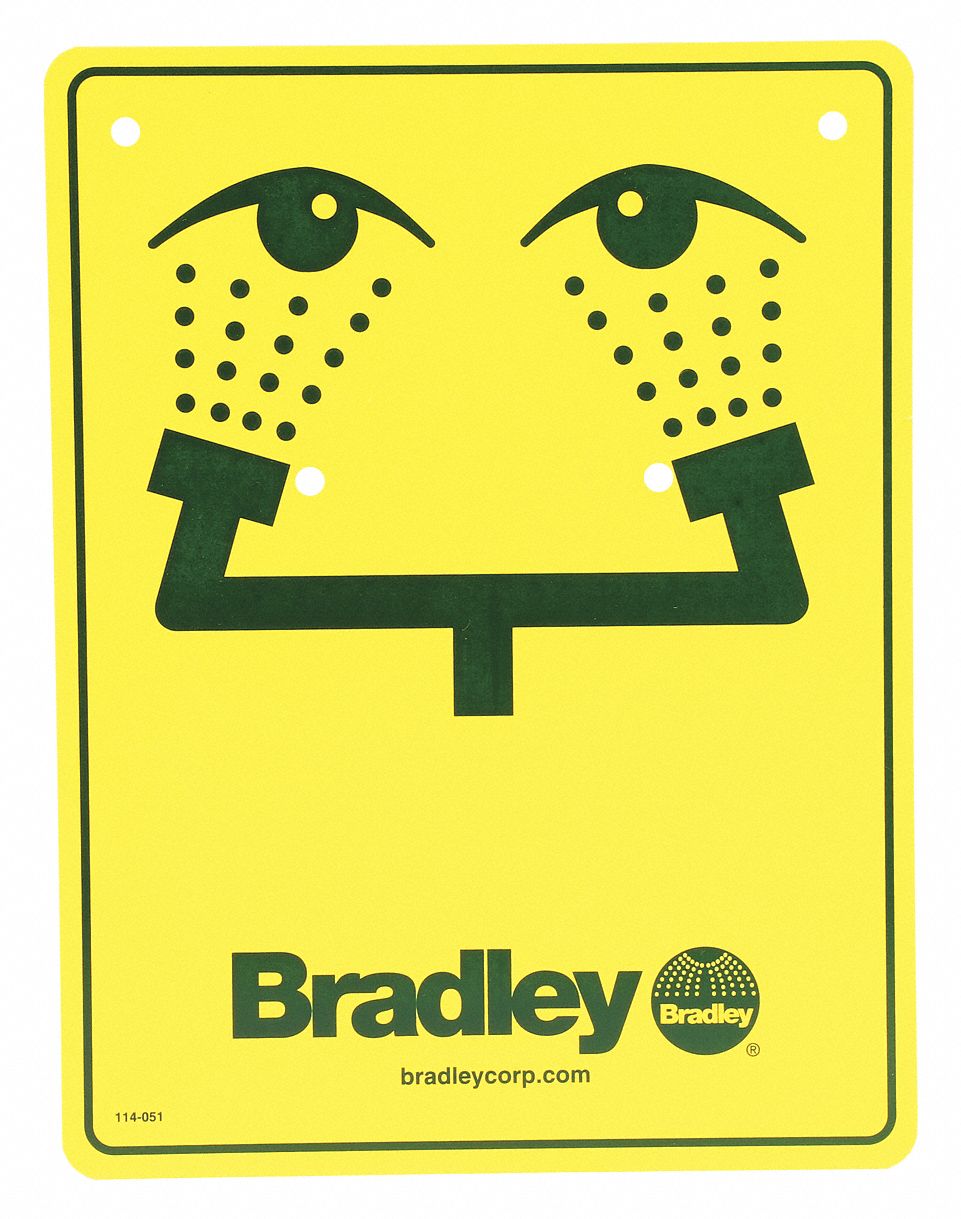 BRADLEY Safety Eyewash Sign 31KN75114051 Grainger