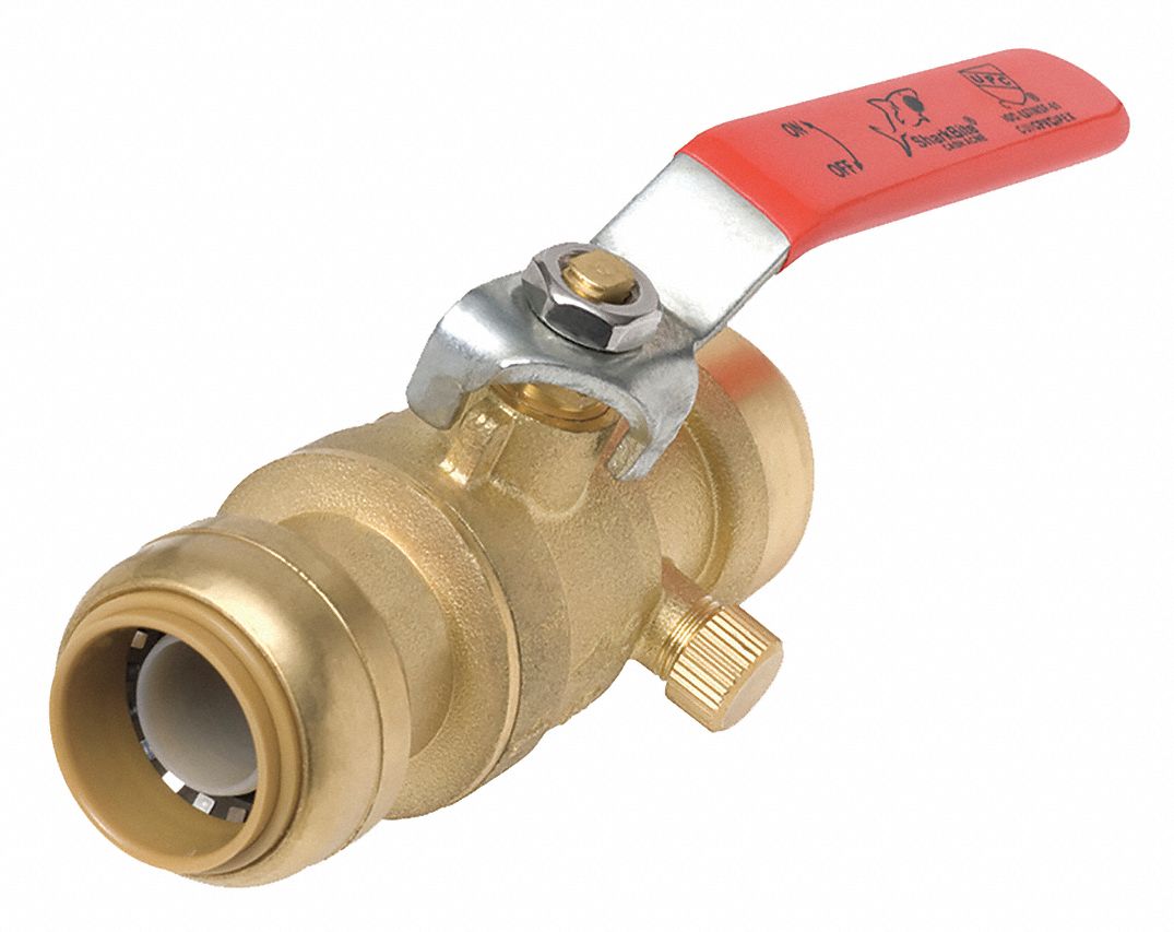 SHARKBITE Ball Valve, LeadFree Brass, Inline, 2Piece, Pipe Size 1