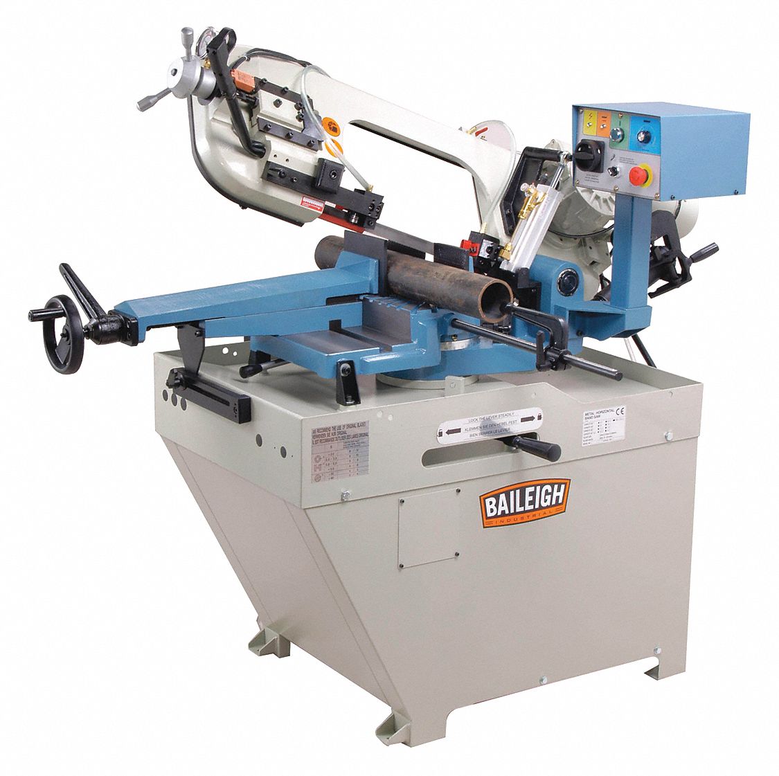 BAILEIGH INDUSTRIAL 11/2 HP Horizontal Band Saw, Voltage 220, Max. Blade Length 961/2