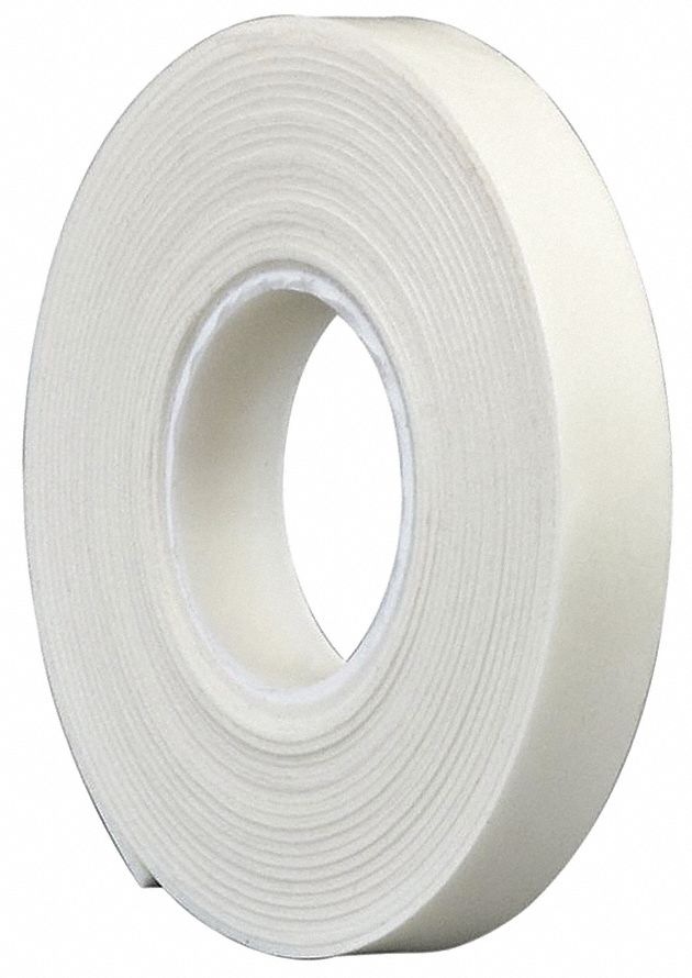 TAPECASE Vinyl Foam Double Sided Foam Tape, Acrylic Adhesive, 1/16" Thick, 1/2" X 5 yd., White