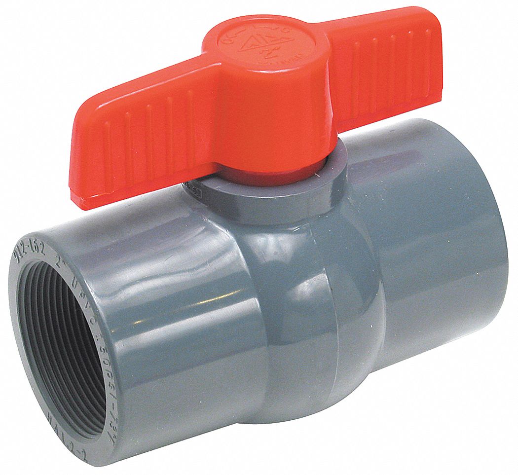 GRAINGER APPROVED Ball Valve PVC Inline 1 Piece Pipe Size 1 2 In