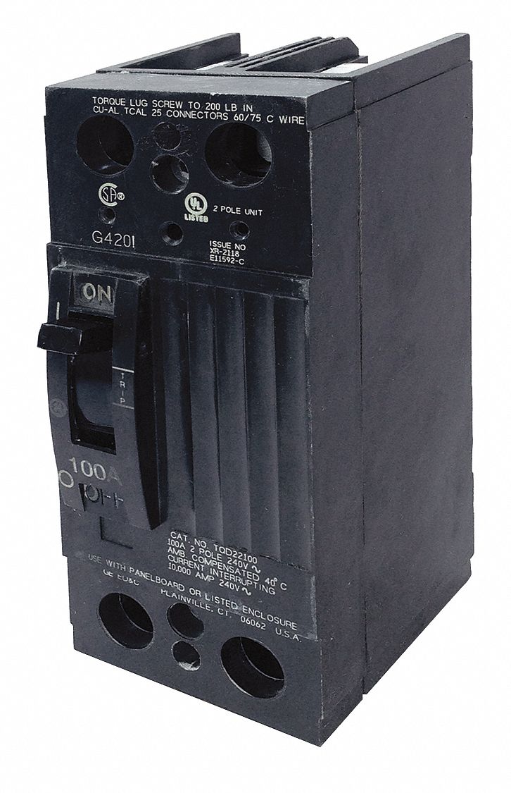 GE Molded Case Circuit Breaker, 200 A Amps, Number of Poles 2, Series