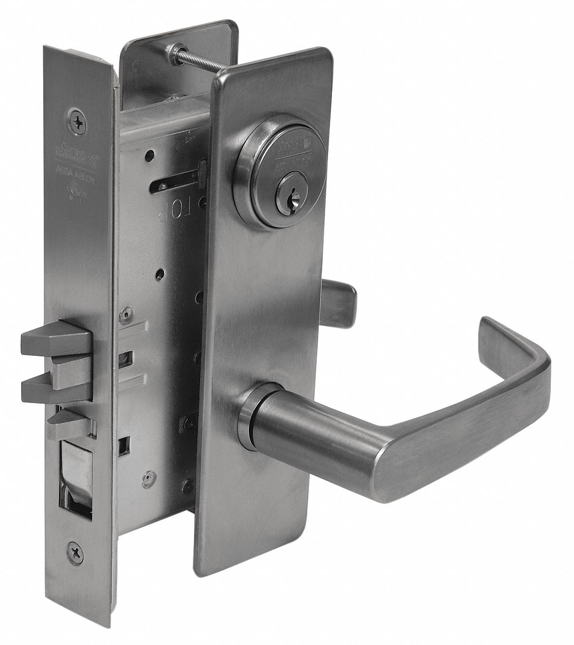 CORBIN Heavy Duty Mortise Lockset, Mechanical, Keyed Different, Satin