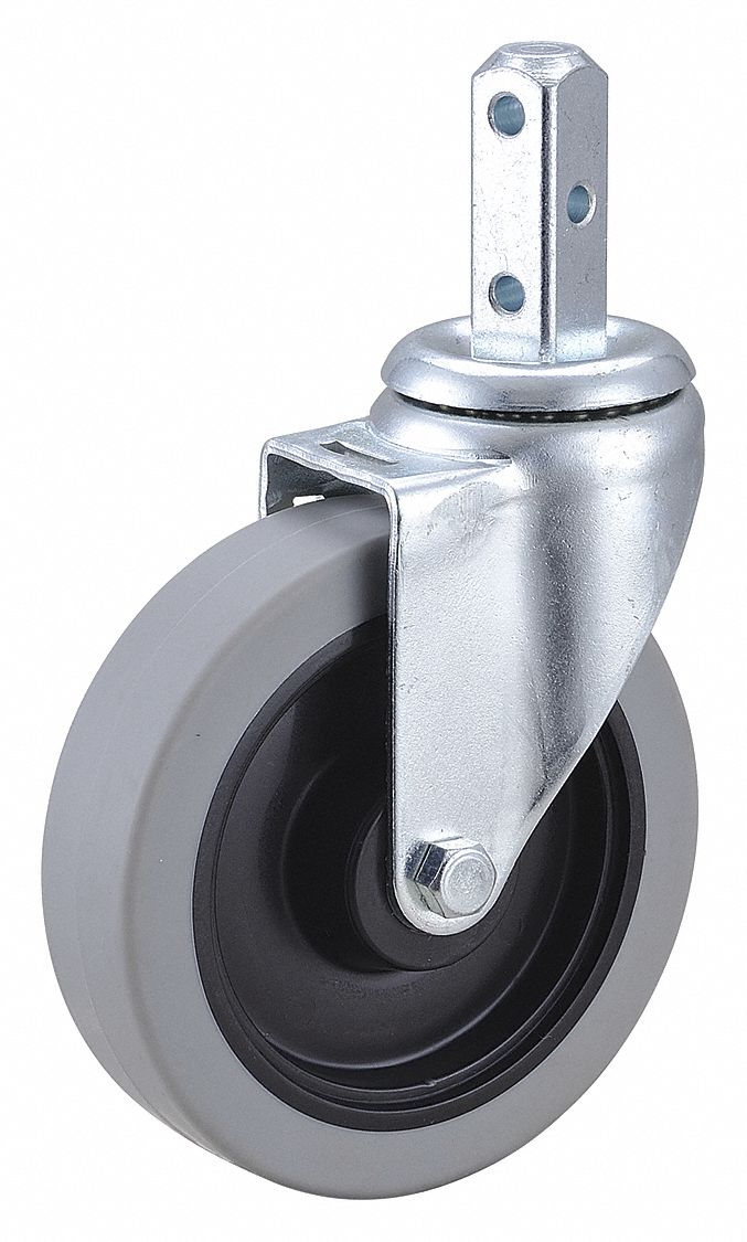 GRAINGER APPROVED BoltIn Stem Caster with Square Stem, 5 in Wheel Dia
