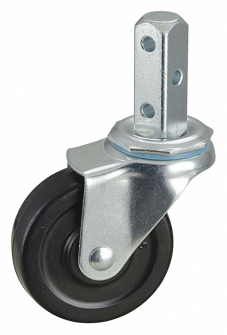 GRAINGER APPROVED BoltIn Stem Caster with Square Stem, 3 in Wheel Dia., 100 lb Load Rating