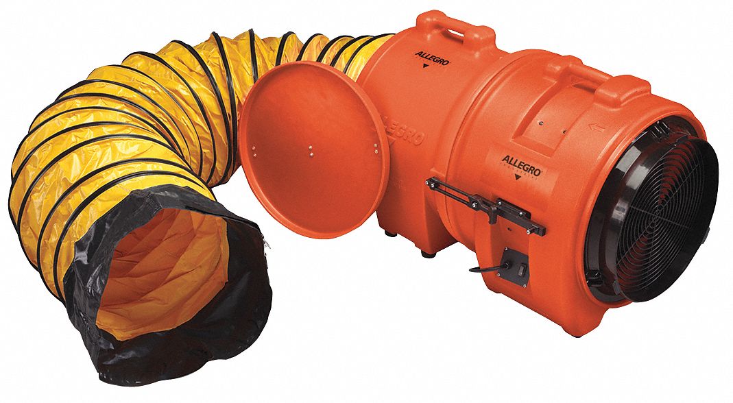 ALLEGRO Axial Confined Space Blower, 1 hp HP, 115V AC Voltage, 3,450